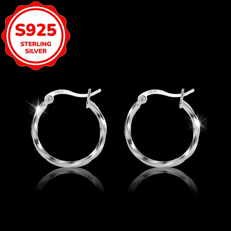 2pcs Women's Fashion Stud Earrings, Easy Circle 925 Silver Gift